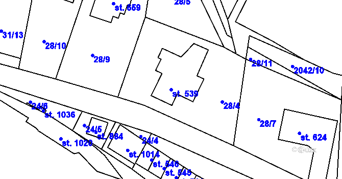 Parcela st. 539 v KÚ Mladé Buky, Katastrální mapa