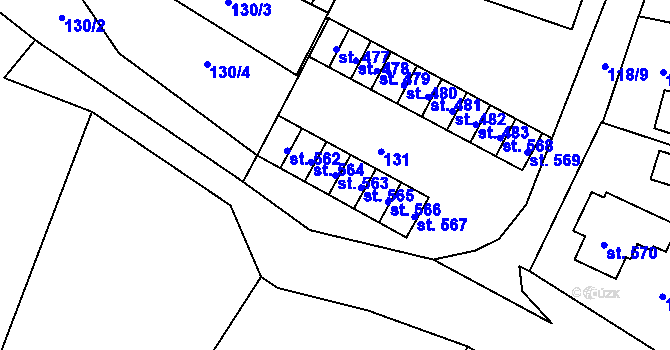 Parcela st. 563 v KÚ Mladé Buky, Katastrální mapa