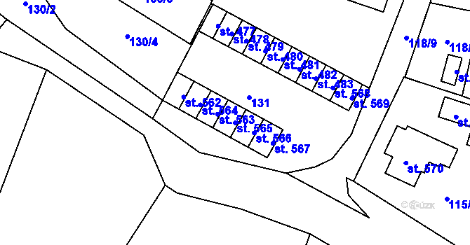 Parcela st. 565 v KÚ Mladé Buky, Katastrální mapa