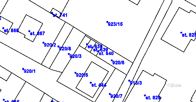 Parcela st. 640 v KÚ Mladé Buky, Katastrální mapa