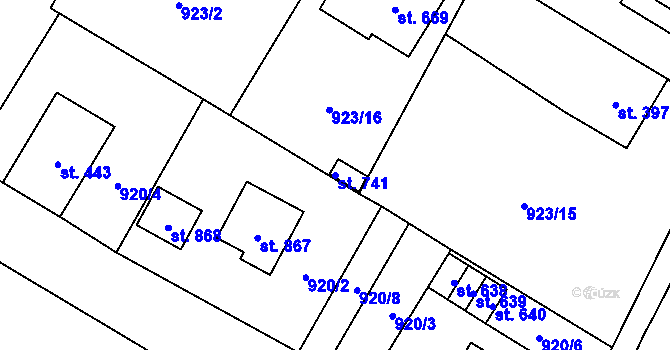 Parcela st. 741 v KÚ Mladé Buky, Katastrální mapa