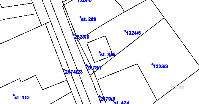 Parcela st. 846 v KÚ Mladé Buky, Katastrální mapa