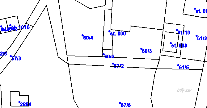 Parcela st. 60/6 v KÚ Mladé Buky, Katastrální mapa
