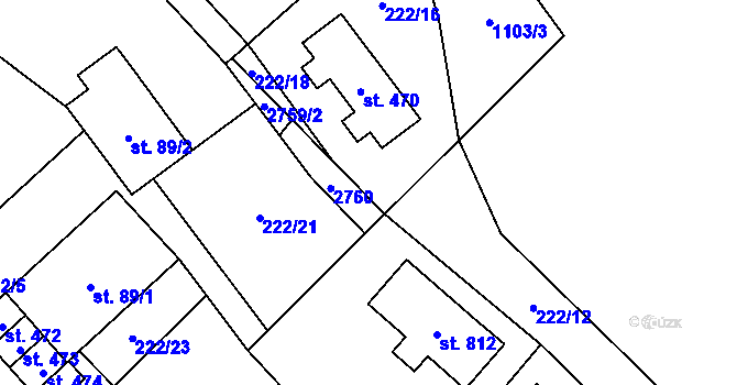 Parcela st. 222/19 v KÚ Mladé Buky, Katastrální mapa