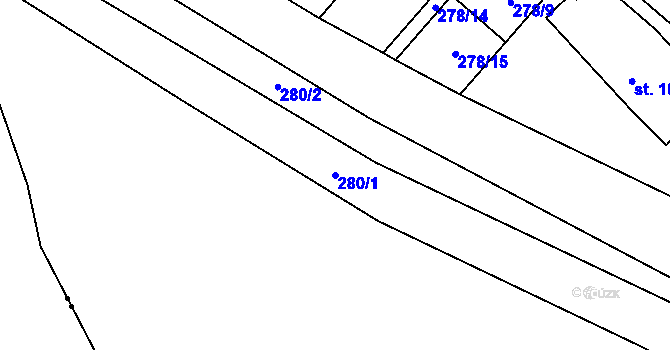 Parcela st. 280/1 v KÚ Mladé Buky, Katastrální mapa