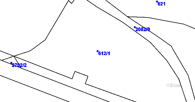 Parcela st. 612/1 v KÚ Mladé Buky, Katastrální mapa