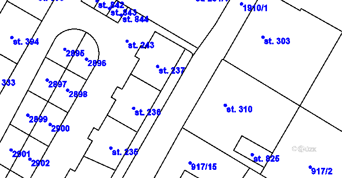 Parcela st. 916/10 v KÚ Mladé Buky, Katastrální mapa