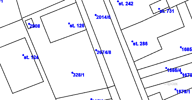 Parcela st. 2674/8 v KÚ Mladé Buky, Katastrální mapa