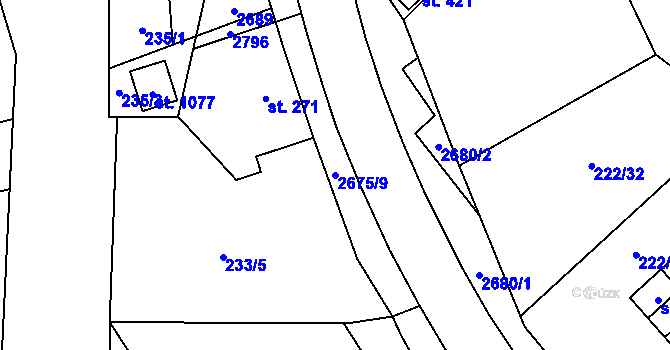 Parcela st. 2675/9 v KÚ Mladé Buky, Katastrální mapa