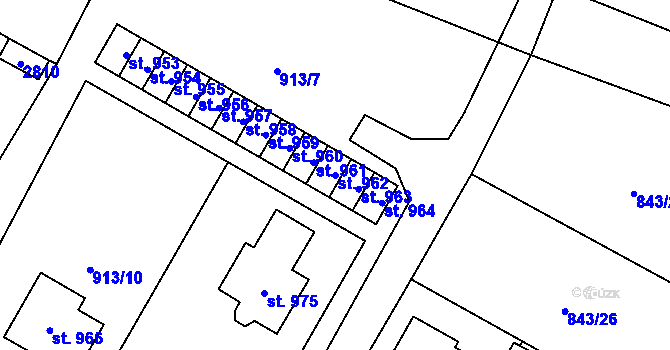 Parcela st. 962 v KÚ Mladé Buky, Katastrální mapa