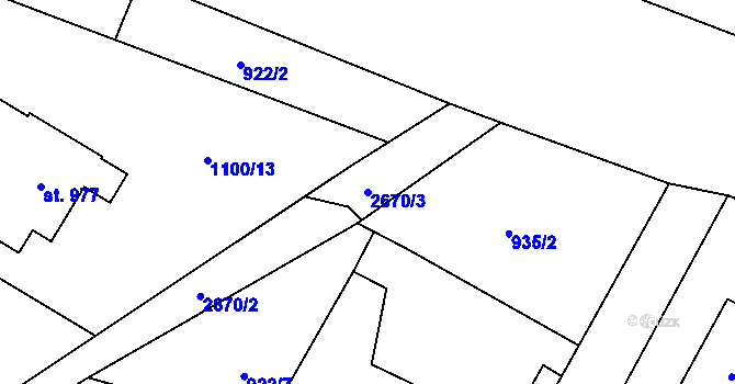 Parcela st. 2670/3 v KÚ Mladé Buky, Katastrální mapa
