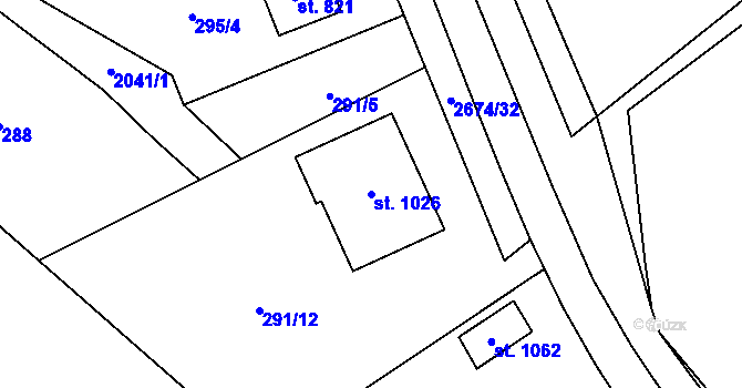 Parcela st. 1026 v KÚ Mladé Buky, Katastrální mapa