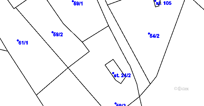 Parcela st. 59/4 v KÚ Mladecko, Katastrální mapa