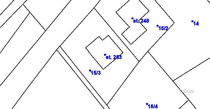 Parcela st. 253 v KÚ Mladecko, Katastrální mapa