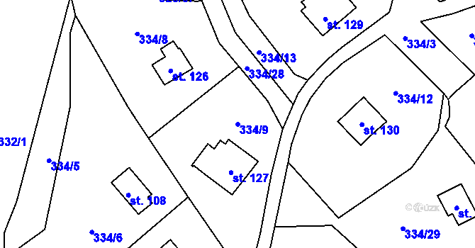 Parcela st. 334/9 v KÚ Mladecko, Katastrální mapa