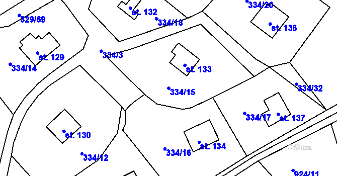 Parcela st. 334/15 v KÚ Mladecko, Katastrální mapa