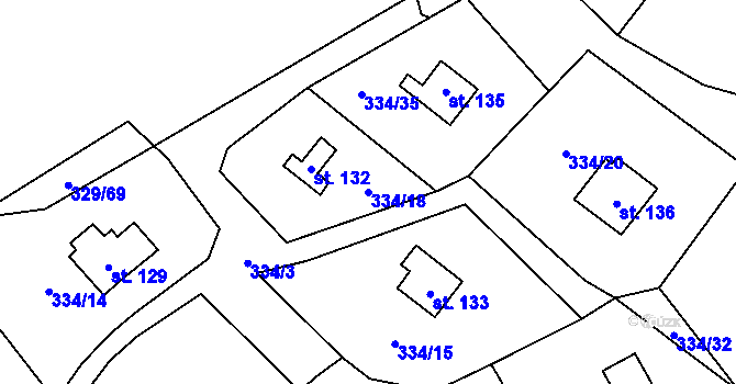 Parcela st. 334/18 v KÚ Mladecko, Katastrální mapa