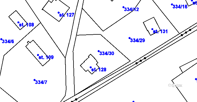 Parcela st. 334/30 v KÚ Mladecko, Katastrální mapa