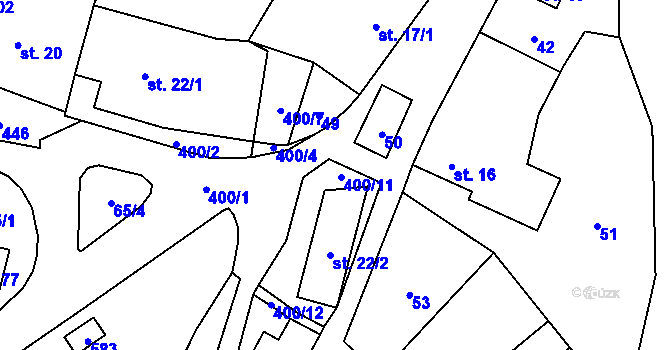 Parcela st. 400/11 v KÚ Mladecko, Katastrální mapa