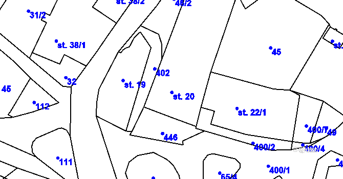 Parcela st. 20 v KÚ Mladecko, Katastrální mapa