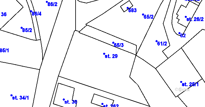 Parcela st. 29 v KÚ Mladecko, Katastrální mapa