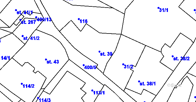 Parcela st. 39 v KÚ Mladecko, Katastrální mapa