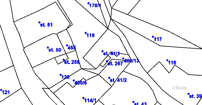 Parcela st. 41/1 v KÚ Mladecko, Katastrální mapa
