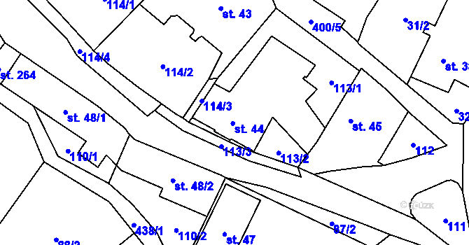 Parcela st. 44 v KÚ Mladecko, Katastrální mapa