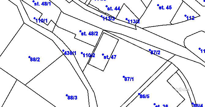 Parcela st. 47 v KÚ Mladecko, Katastrální mapa
