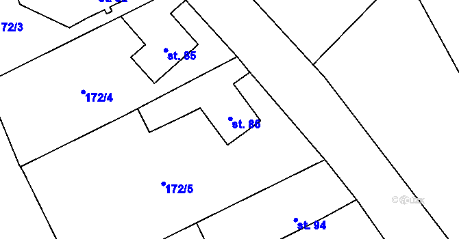 Parcela st. 86 v KÚ Mladecko, Katastrální mapa