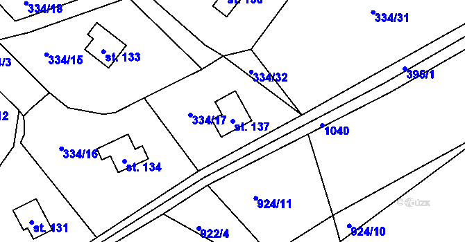Parcela st. 137 v KÚ Mladecko, Katastrální mapa