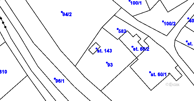 Parcela st. 143 v KÚ Mladecko, Katastrální mapa