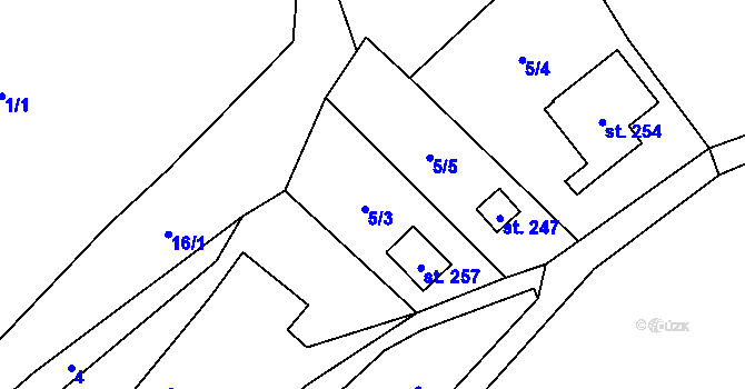 Parcela st. 5/3 v KÚ Mladecko, Katastrální mapa