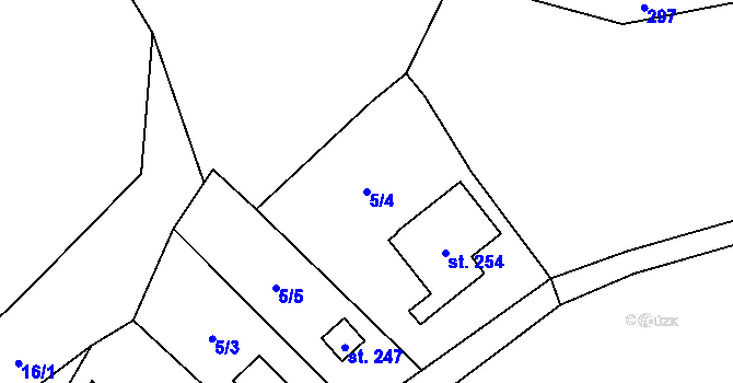 Parcela st. 5/4 v KÚ Mladecko, Katastrální mapa