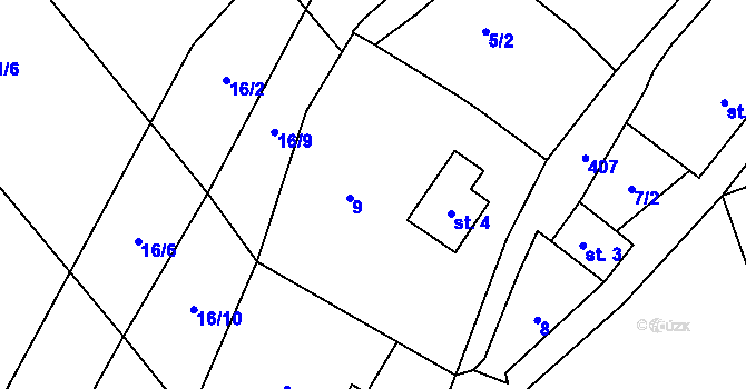 Parcela st. 9 v KÚ Mladecko, Katastrální mapa