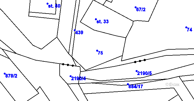 Parcela st. 75 v KÚ Mladecko, Katastrální mapa