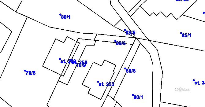 Parcela st. 80/2 v KÚ Mladecko, Katastrální mapa