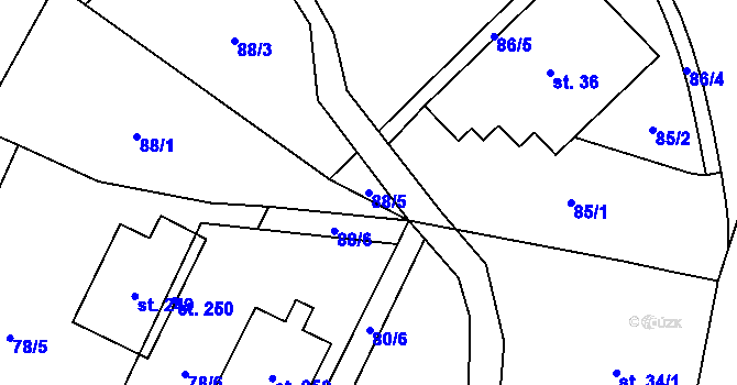 Parcela st. 88/5 v KÚ Mladecko, Katastrální mapa