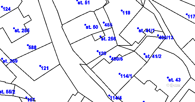 Parcela st. 120 v KÚ Mladecko, Katastrální mapa