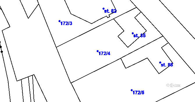 Parcela st. 172/4 v KÚ Mladecko, Katastrální mapa
