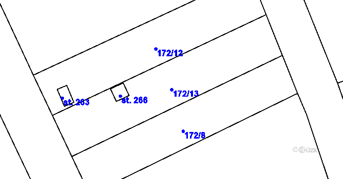 Parcela st. 172/13 v KÚ Mladecko, Katastrální mapa