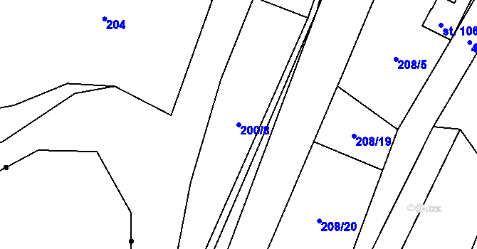 Parcela st. 200/8 v KÚ Mladecko, Katastrální mapa