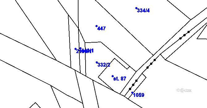 Parcela st. 334/2 v KÚ Mladecko, Katastrální mapa