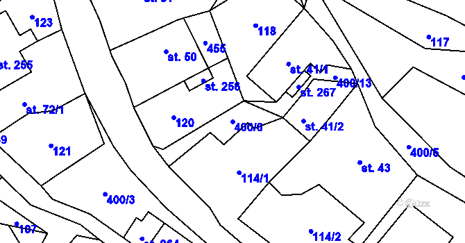 Parcela st. 400/6 v KÚ Mladecko, Katastrální mapa