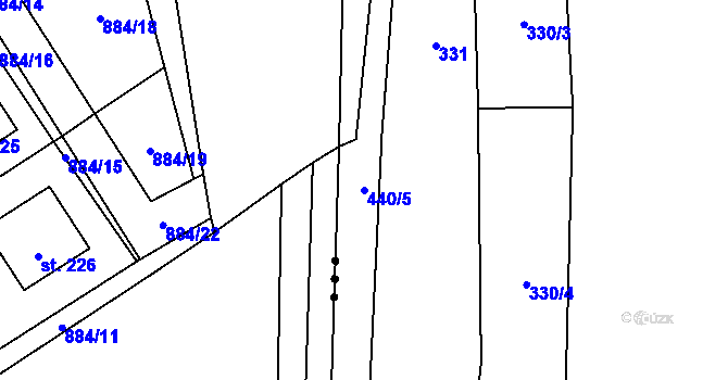 Parcela st. 440/5 v KÚ Mladecko, Katastrální mapa