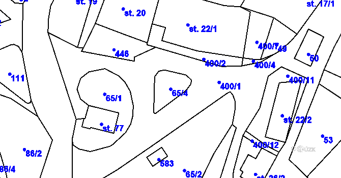 Parcela st. 65/4 v KÚ Mladecko, Katastrální mapa