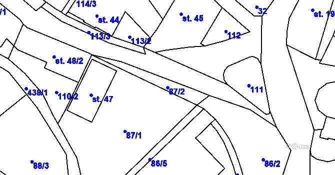 Parcela st. 87/2 v KÚ Mladecko, Katastrální mapa