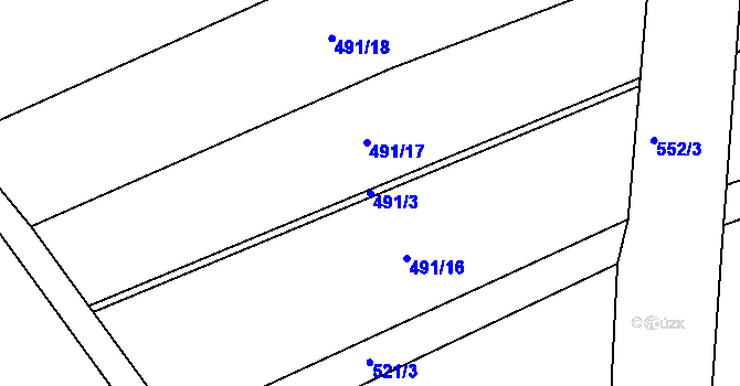 Parcela st. 491/3 v KÚ Měrotín, Katastrální mapa