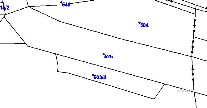 Parcela st. 525 v KÚ Měrotín, Katastrální mapa