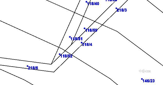 Parcela st. 218/4 v KÚ Měrotín, Katastrální mapa